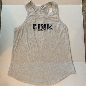 PINK Victoria’s Secret Heather Grey Racerback Tank with Large Keyhole Backing Sm